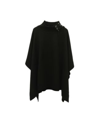 MICHAEL Grommet Lace-Up Mock Neck Poncho Ruana