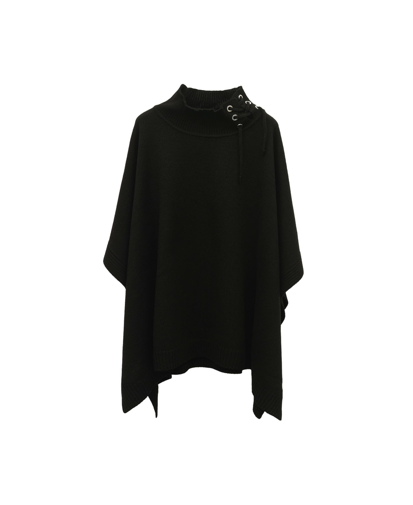 Michael Kors Grommet Lace-Up Mock Neck Poncho Ruana, цвет: Чёрный — фото 1