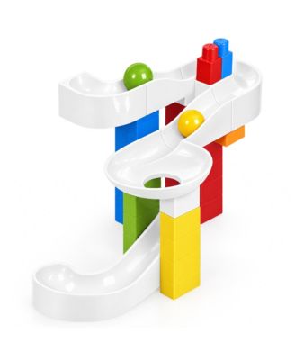 Marble Run Big Tube Ball Tower with Building Blocks Toy Playset for Kids