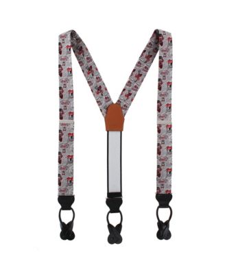 Men's Too Cool For Obiedience School Puppy Silk Button End Suspenders