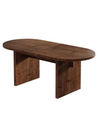 Solid Wood Kitchen Dining Table with Oval Top for 4 to 6 People