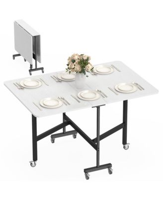 Folding Dining Table, Foldable Drop-Leaf Table for Small Spaces