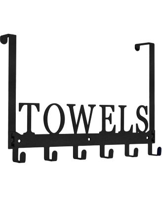 6 Hooks Over Door Hook Towel Rack Metal Hanger Bath Bedroom Hardware Kitchen Wall Mount