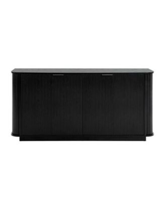 63 Inch MDF Wavy Double Door Adjustable Shelf Sideboard Cabinet