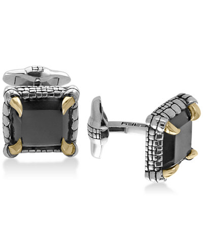 EFFY® Men's Onyx (14-1/2 x 13mm) Claw Cuff Links in Sterling Silver and 18k Gold-Plate