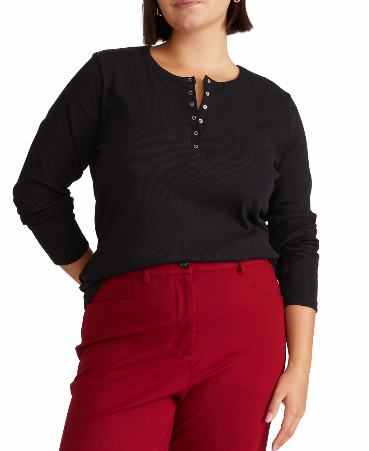 Universal Standard Plus Henley Long-Sleeve Ribbed Tee