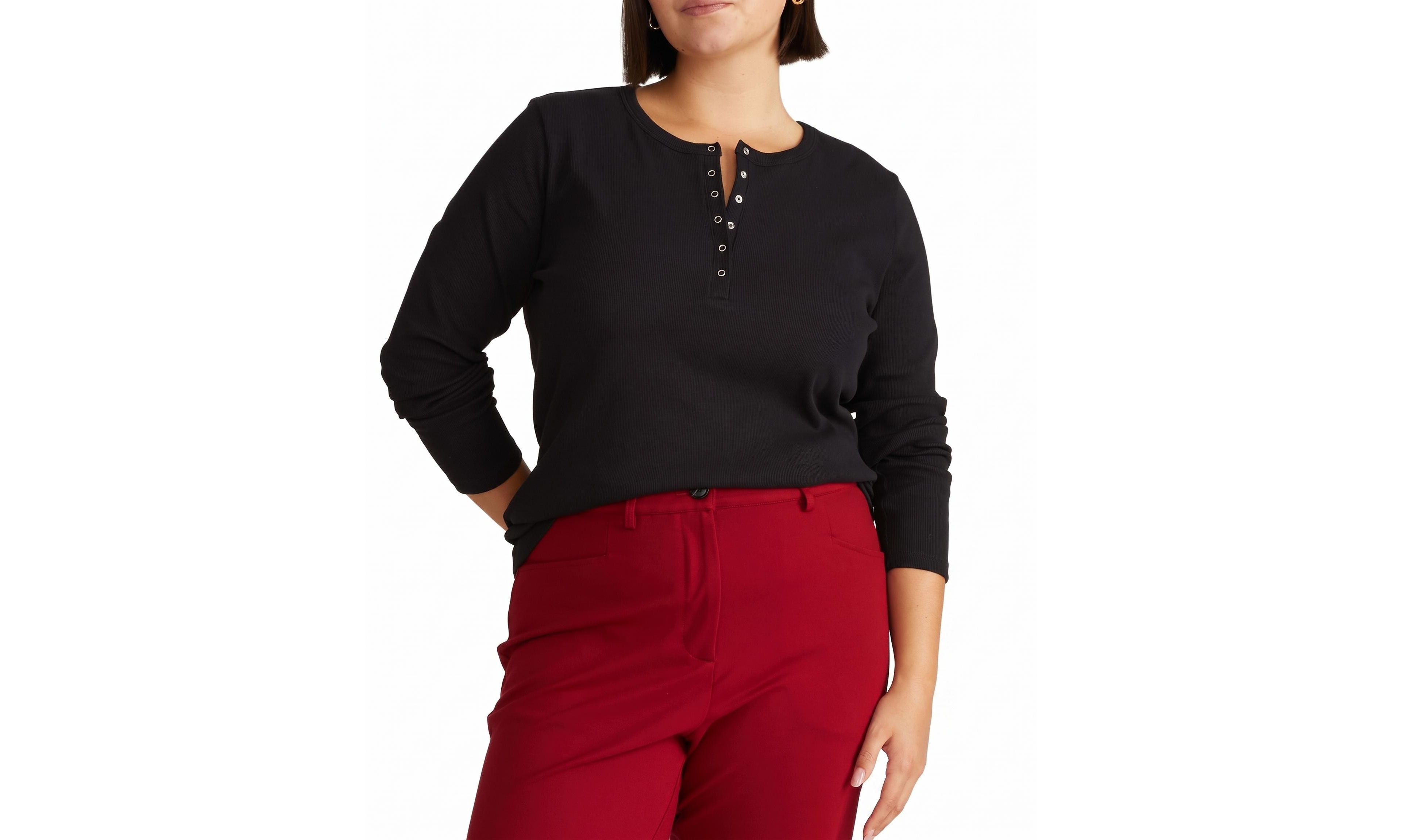 Universal Standard Plus Henley Long-Sleeve Ribbed Tee