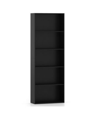 67 Inch 5-Tier Engineered Wood and MDF Open Shelf Bookcase