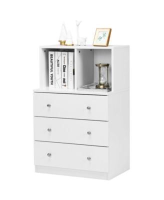 3-Drawer Wood Dresser with 2 Storage Cubbies and Anti-Tip Device