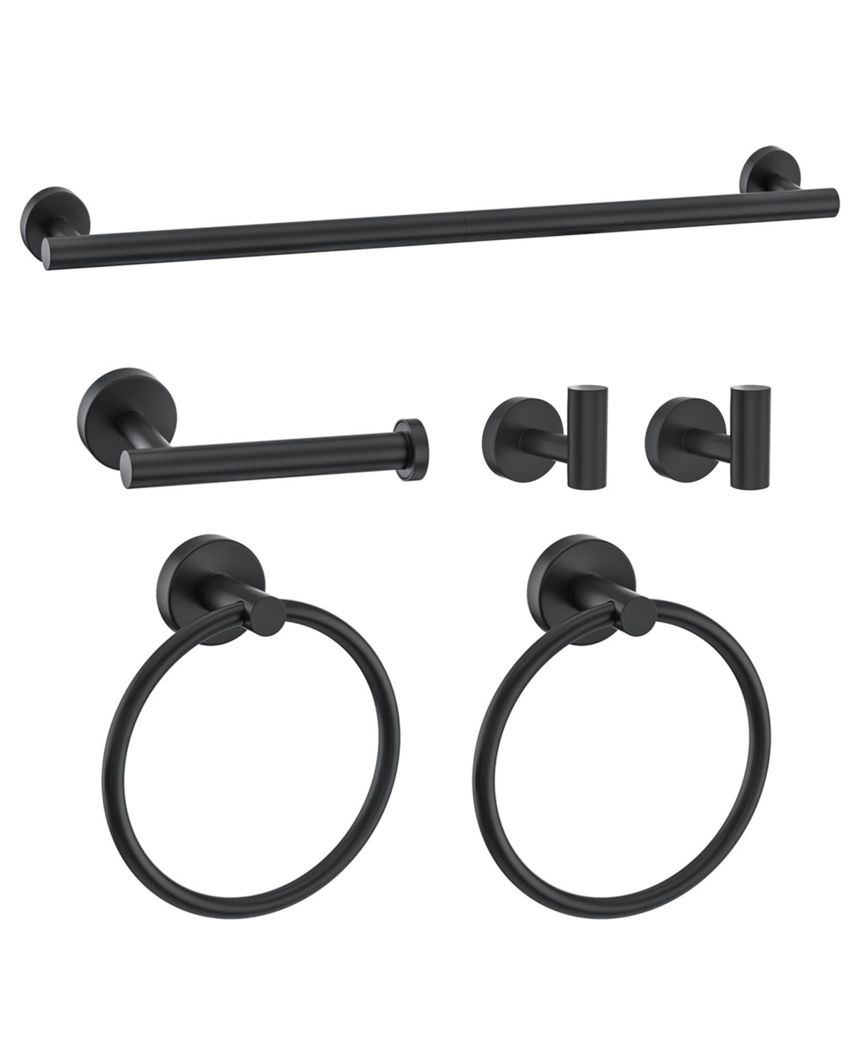 Cyqbd 6 Pieces 23.6" Towel Bar Set Bathroom Hardware Wall-mounted Accessory - Black