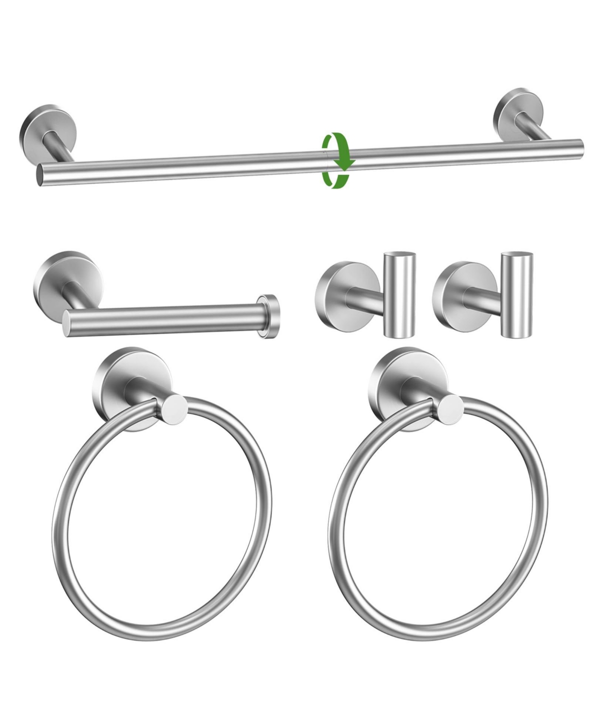 Cyqbd 6 Pieces 23.6" Towel Bar Set Bathroom Hardware Wall-mounted Accessory - Brushed