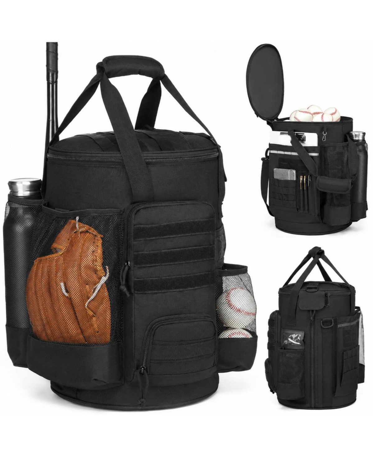 Peneyon Baseball Softball Bucket Bag Gear Storage With Multiple Pockets Adjustable Strap