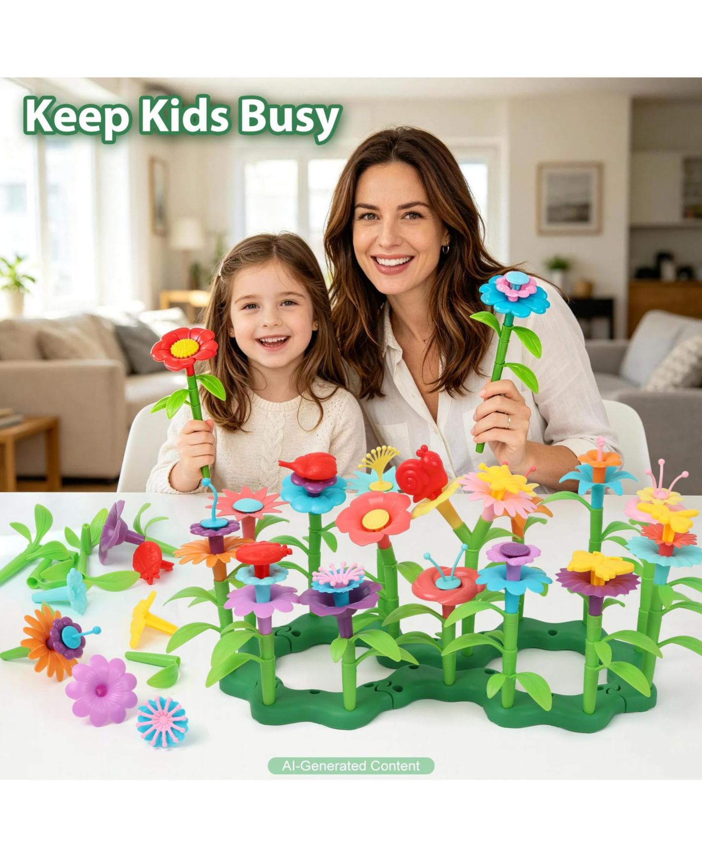 STEM-конструктор Gnuadz «Цветочный сад», 157 деталей, 3-8 лет, цвет: Flower Kit With Storage — фото 4