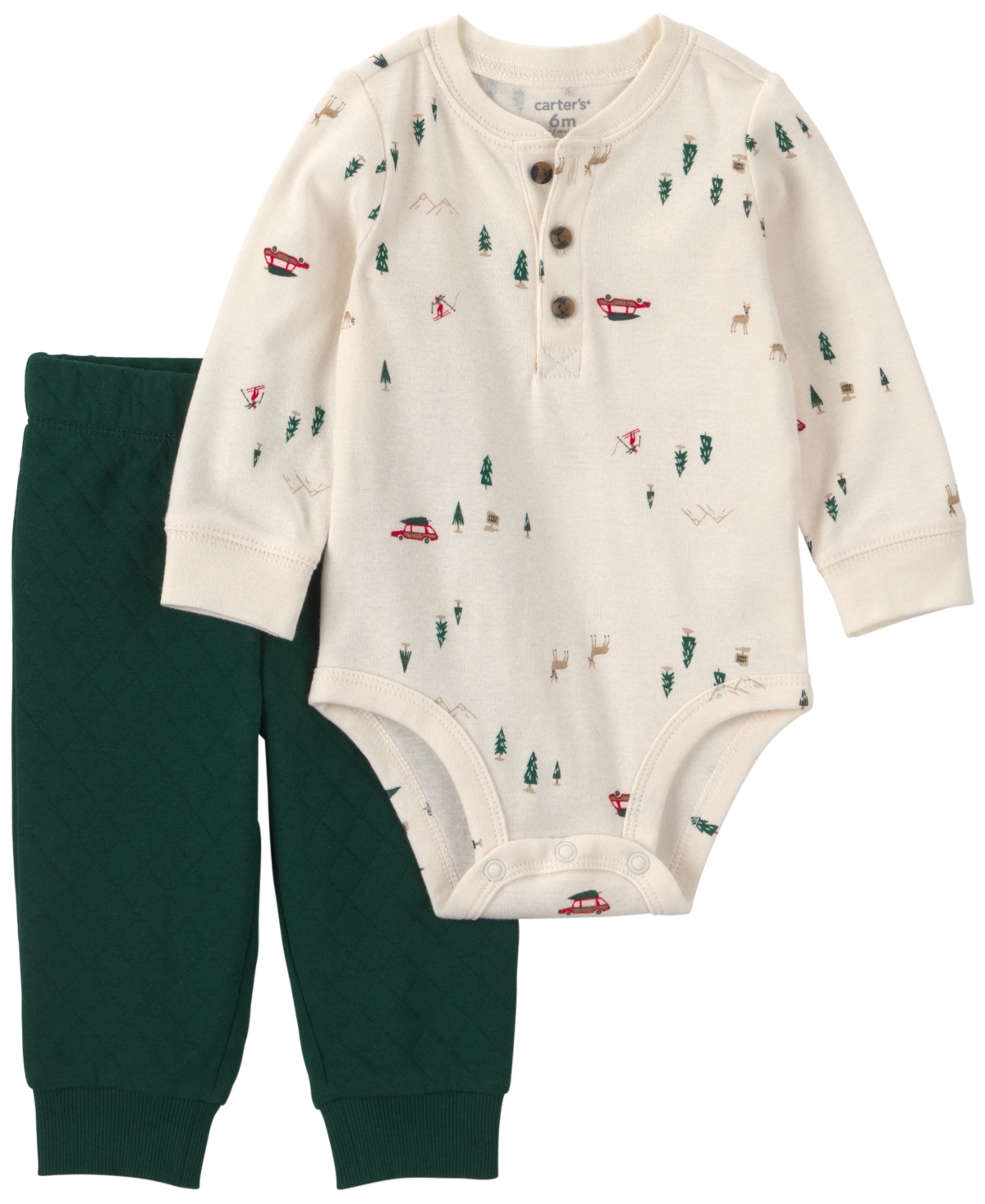 Carter's Baby Boys' Woodland Long-Sleeve Quilted Bodysuit and Pants, 2-Piece Set