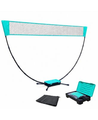Upgraded Portable Freestanding Badminton Net Kit Tool Free Setup Lightweight With Built In Weight Bag And Storage Box