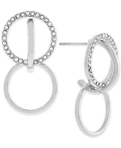 BCBGeneration Silver-Tone Intertwined Pavé Circle Drop Earrings