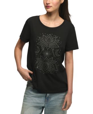 Women's Double Lotus Graphic Floral-Print T-Shirt