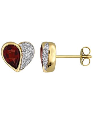Gemstone and Diamond (1/5 ct. t.w.) Stud Earrings in 10k Yellow or Rose Gold (Available in Amethyst, Citrine, and Garnet)
