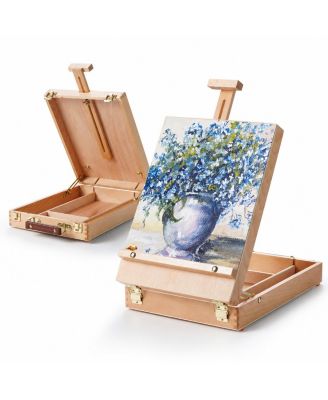 Adjustable Beechwood Tabletop Artist Easel With Storage Box Portable Sketch Stand