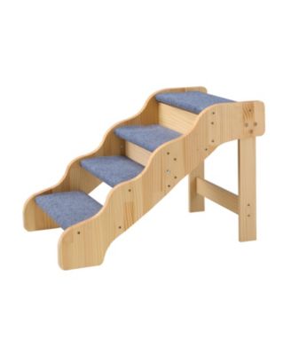 Four Step Wooden Pet Stairs for High Beds with Felt Covered Treads