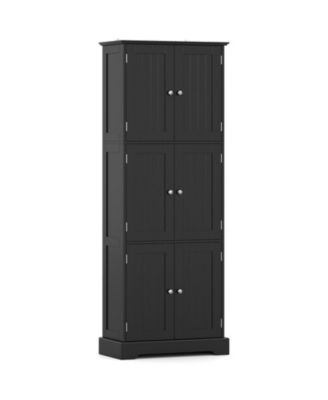 63 in Tall Bathroom Storage Cabinet with 6 Doors and Adjustable Shelves