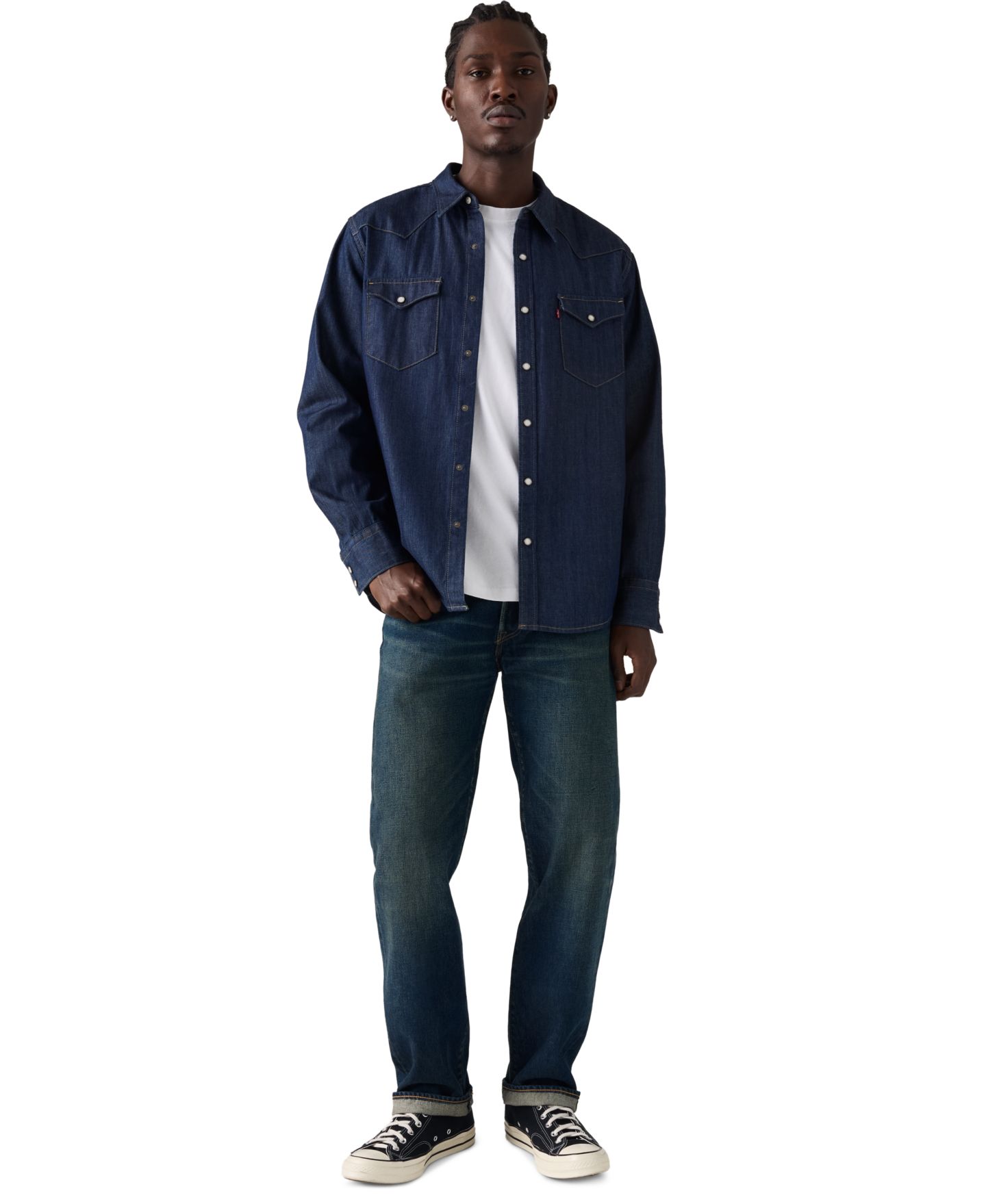 Мужские джинсы Levi's 501 Selvedge прямого кроя, цвет: Тёмно-зелёный — фото 2