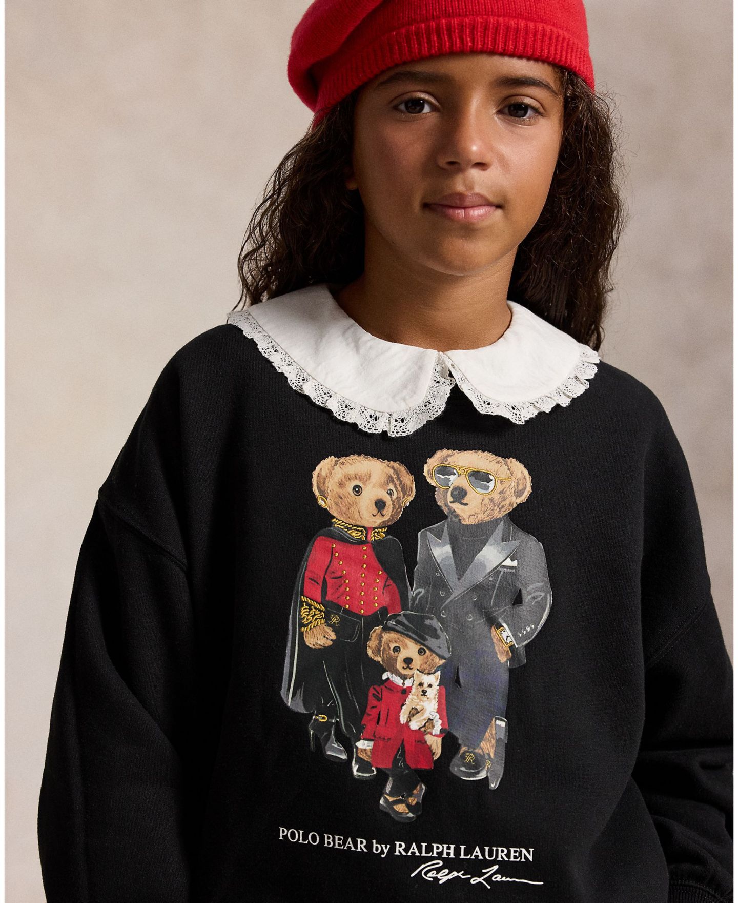 Толстовка Polo Ralph Lauren Polo Bear Family Graphic для девочек, цвет: Чёрный — фото 4