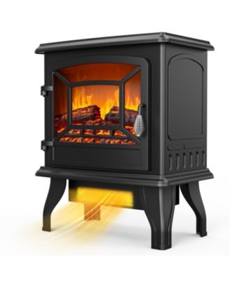 Freestanding Electric Fireplace Heater with 3D Realistic Flames, 1400W Thermostat and Overheat Protection - Portable Indoor Space Heater