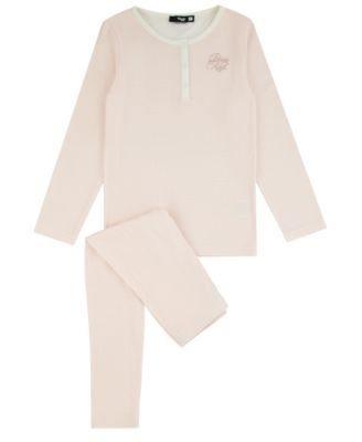 Girls' 4-16 Henley Gingham Long-Sleeve Top and Pants, 2-Piece Set