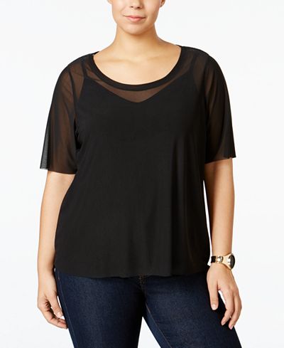mblm by Tess Holliday Trendy Plus Size Illusion Top