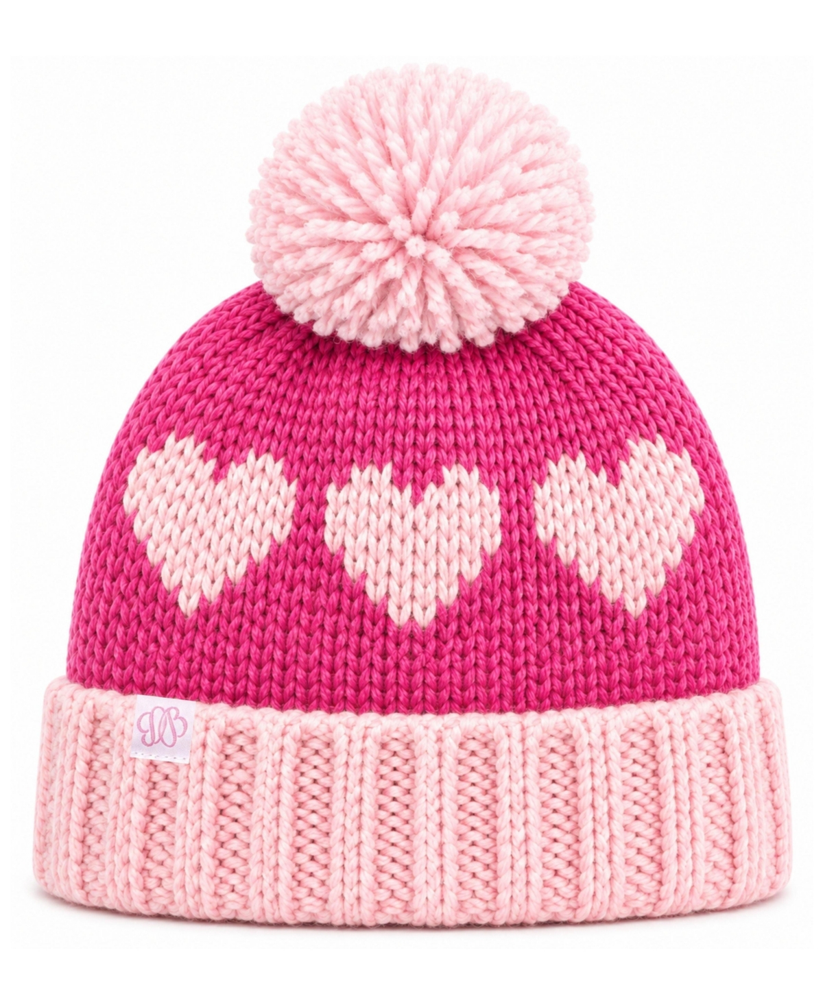 Bits & Bows Baby Girls' Hearts Pom Pom Beanie - Hot pink/pink