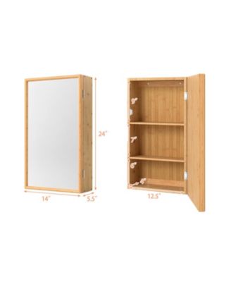 Bamboo Medicine Cabinet with Acrylic Mirror Door Front