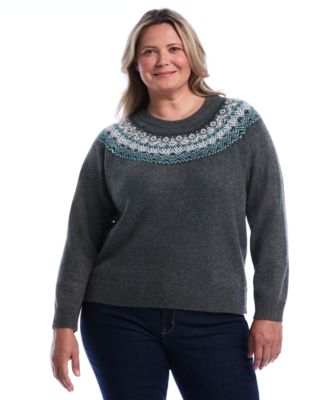 Plus Size Fair Isle Long-Sleeve Crewneck Sweater