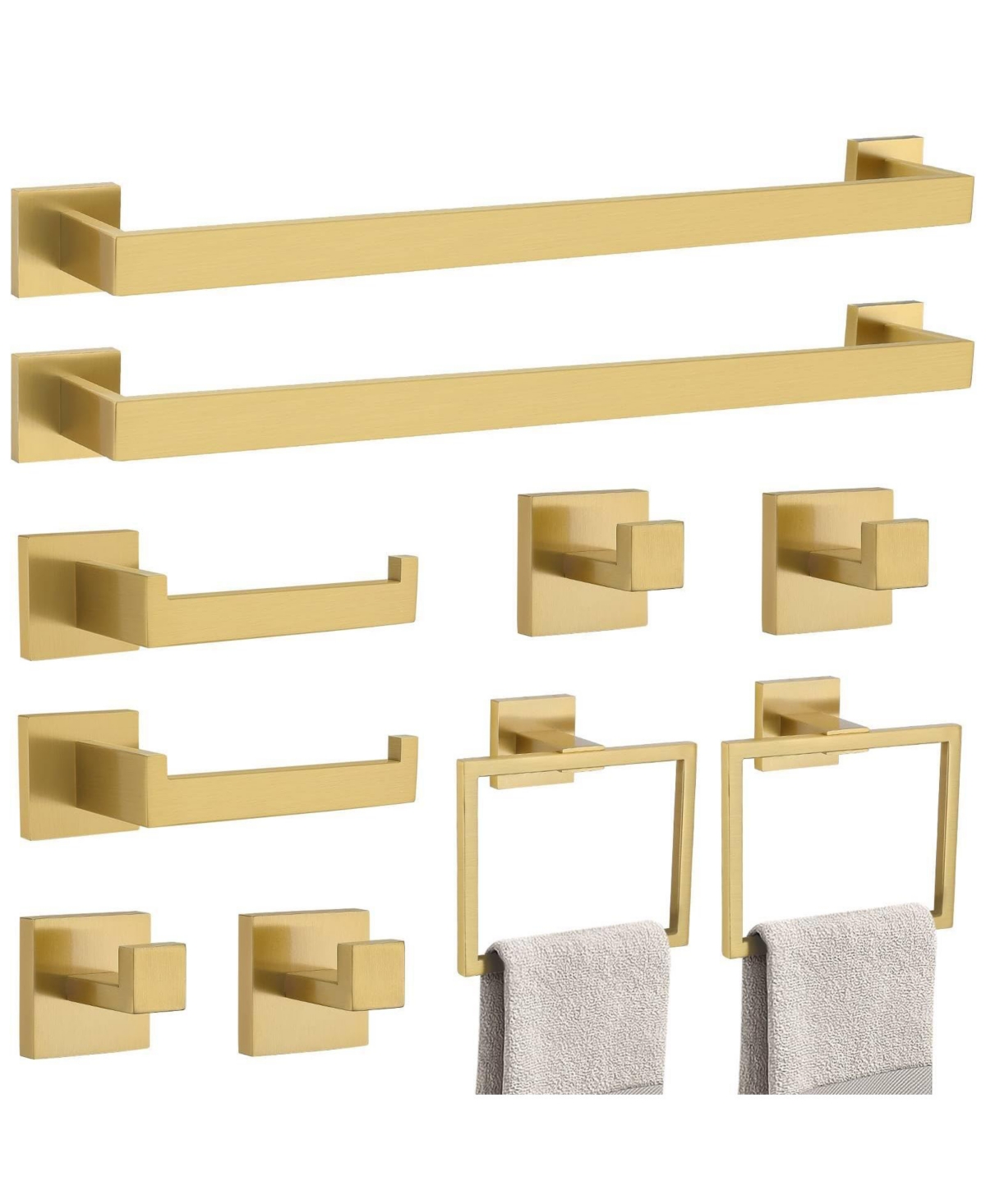 Cyqbd 10 Piece 23.6" Bathroom Hardware Set SUS304 Wall Mounted - Brushed gold