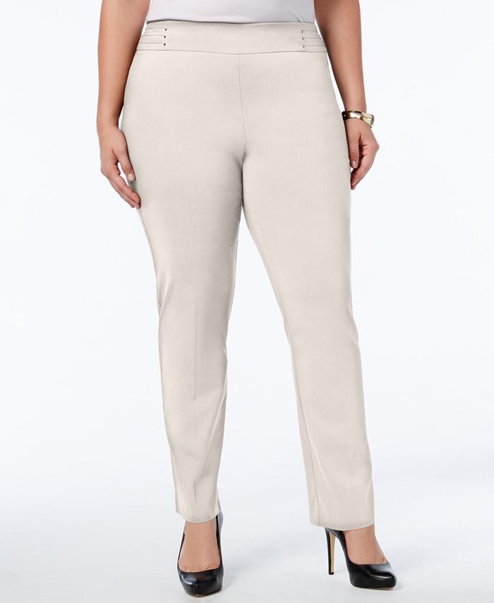 JM Collection Plus & Petite Plus Size Tummy Control SlimLeg Pants