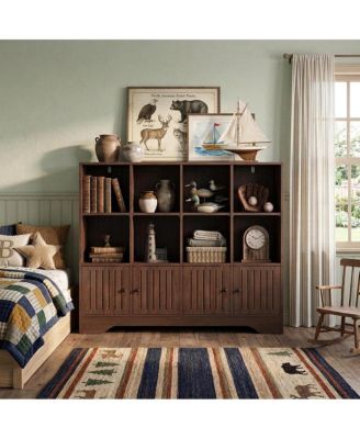 12-Cube Storage Bookshelf, Modern Cubby Unit With Closed Cabinet, Open Display Shelf For Living Room, Office, Toy Room
