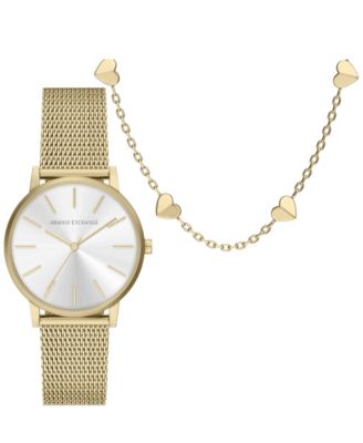 Women's Three-Hand Quartz Gold-Tone Stainless Steel Mesh Watch 36mm