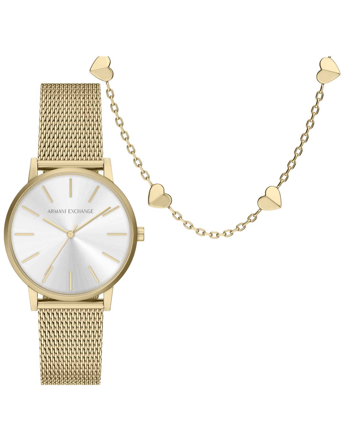 A|X Armani Exchange Women's Three-Hand Quartz Gold-Tone Stainless Steel Mesh Watch 36mm - Gold-Tone