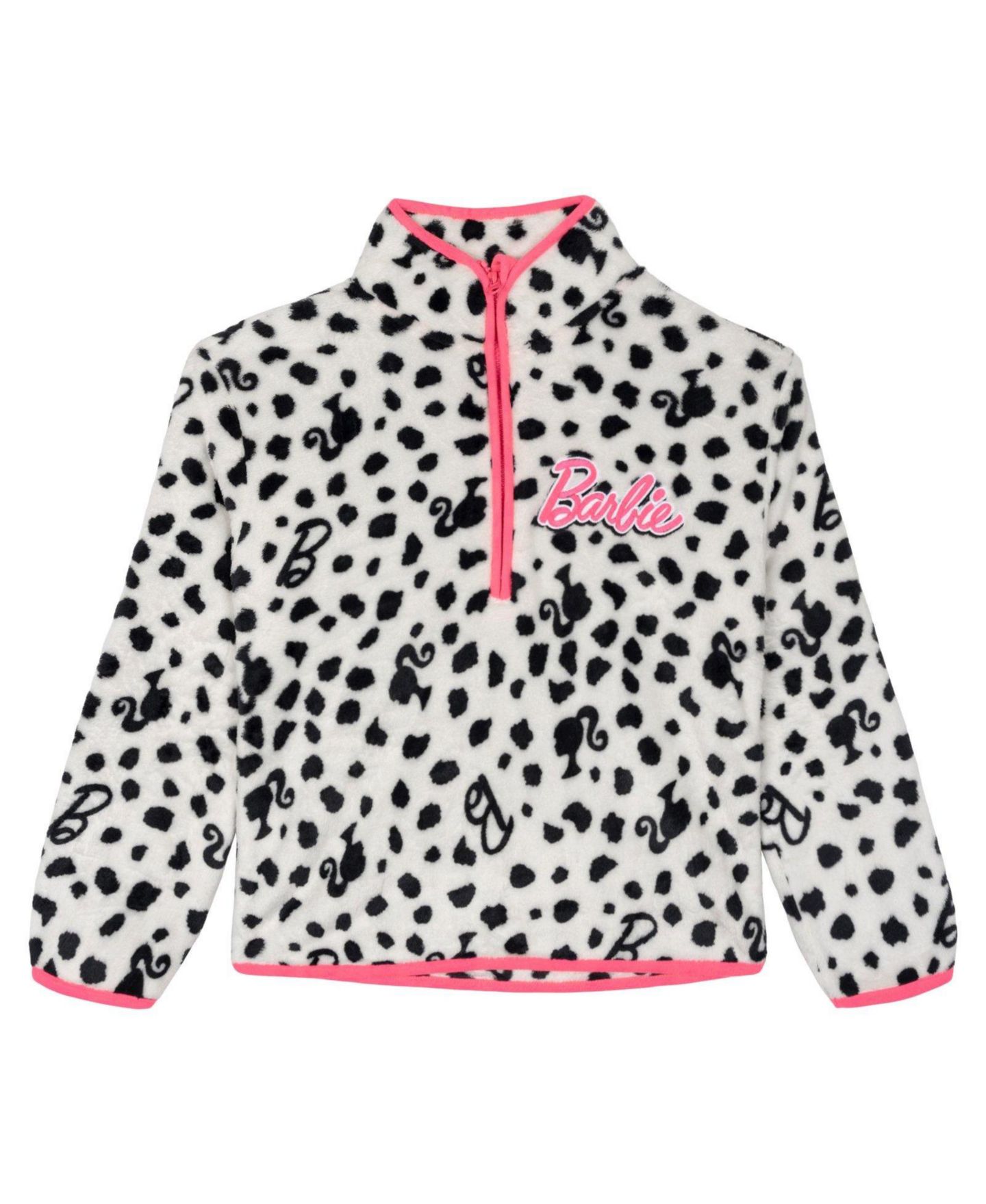 Толстовка Barbie Half-Zip Fleece Stand-Collar для девочек, цвет: Белый розовый — фото 1