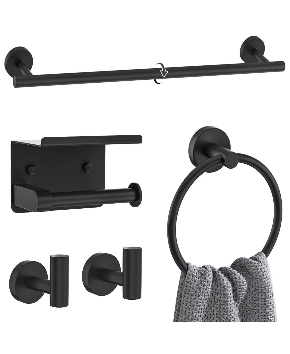 Cyqbd 5 Pieces 23.6"Towel Bar Set Bathroom Hardware Wall Mounted Rack