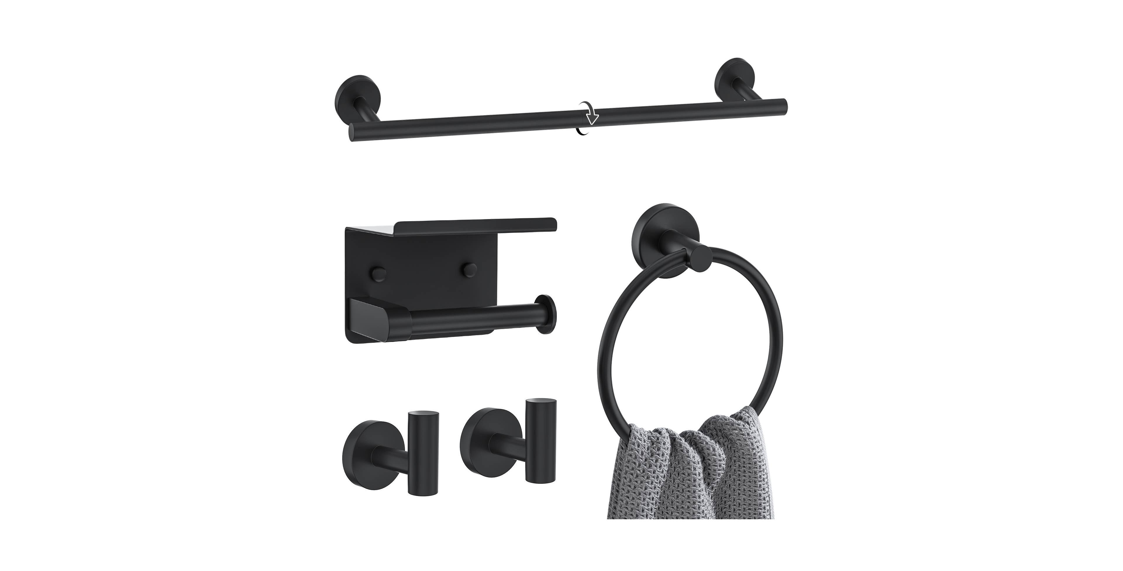 Cyqbd 5 Pieces 23.6"Towel Bar Set Bathroom Hardware Wall Mounted Rack