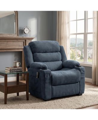 Oversized Power Recliner Chair, 26'' Wide Seat, Dual Memory Position Controls, USB Charging, Plush Padding, Cup Holders, Side Pockets