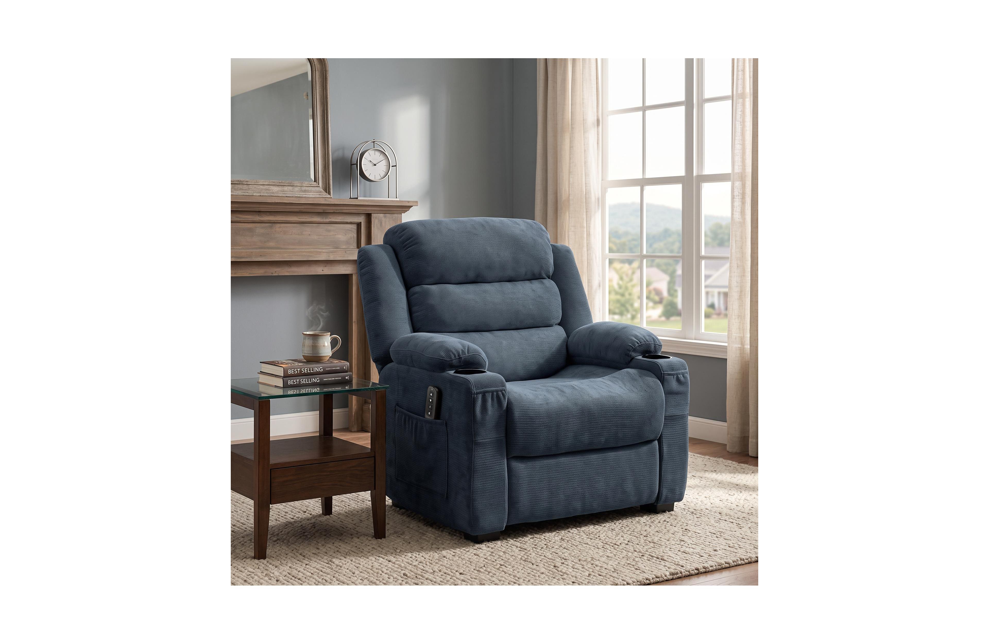 Gaomon Oversized Power Recliner Chair, 26'' Wide Seat, Dual Memory Position Controls, Usb Charging, Plush Padding, Cup Holders, Side Pockets