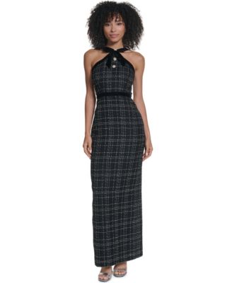 Women's Halter Midi Dress with Bow