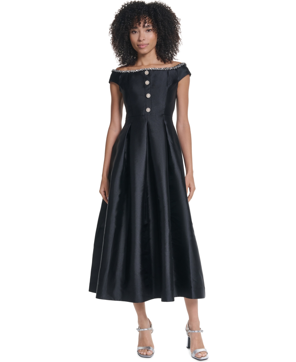 Karl Lagerfeld Paris Women's Off-the-Shoulder A-Line Midi Dress