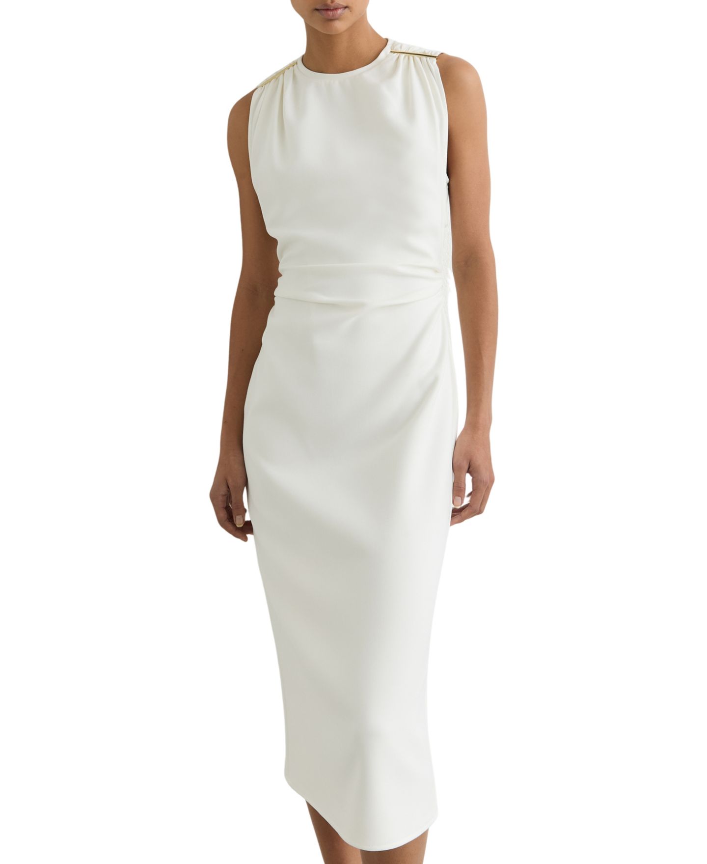 Женское платье REISS Bronte Sleeveless Crewneck Midi, цвет: Слоновая кость — фото 1