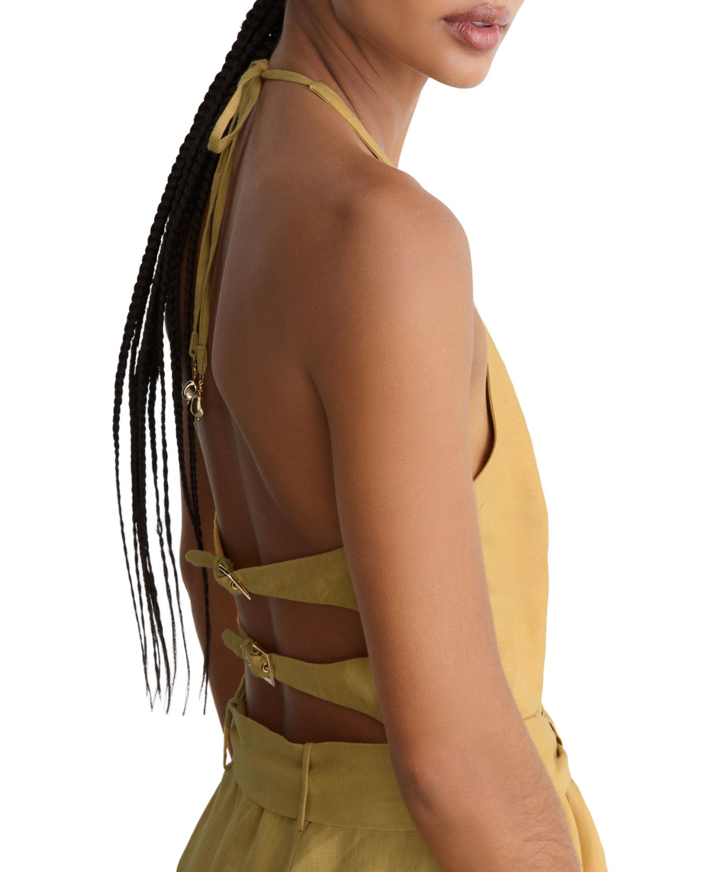 Женский комбинезон REISS Della Open-Back Wide-Leg Linen Jumpsuit, цвет: Жёлтый — фото 2