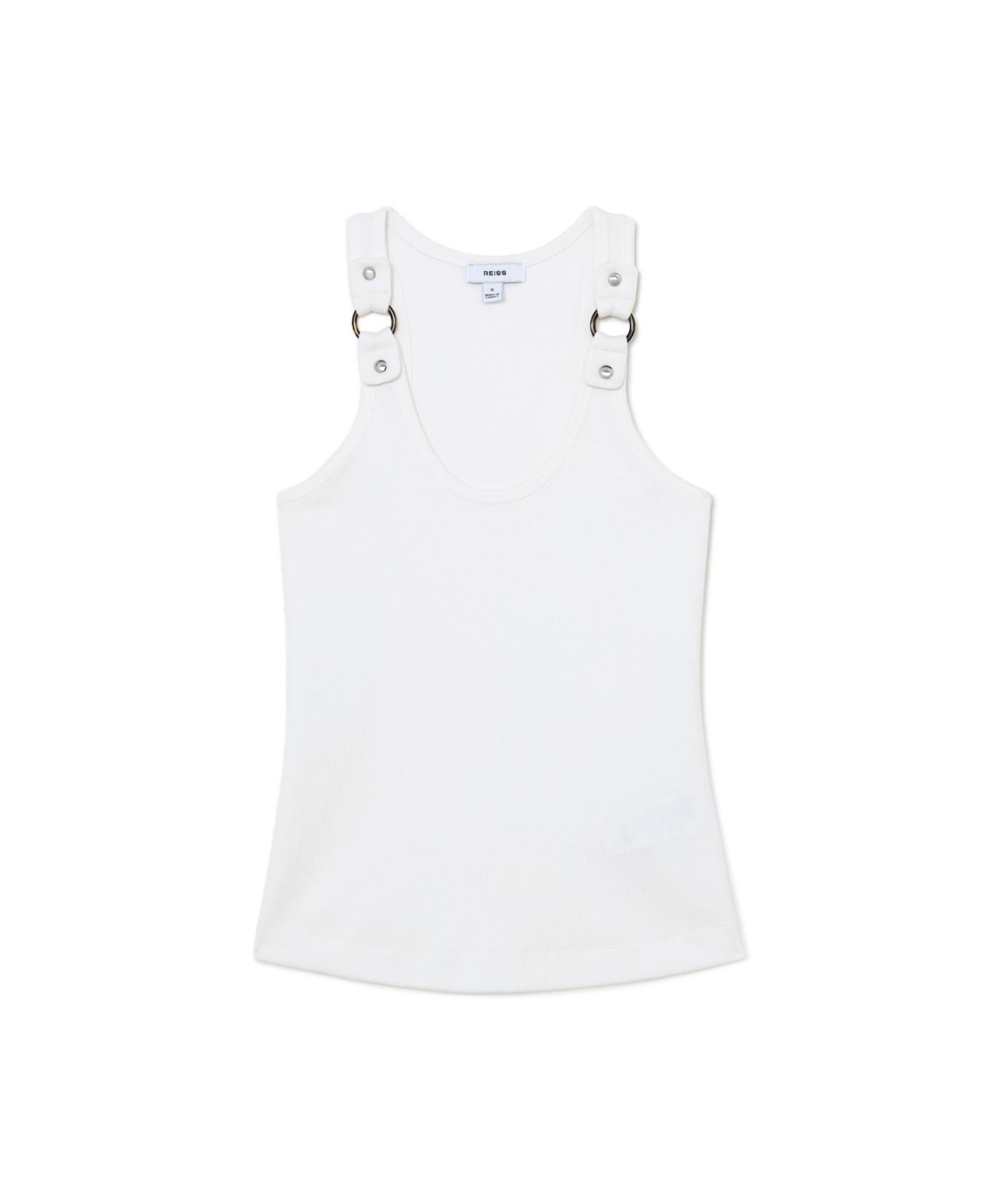 Женский топ REISS Bella Scoop Neck Sleeveless Ribbed, цвет: Белый — фото 5