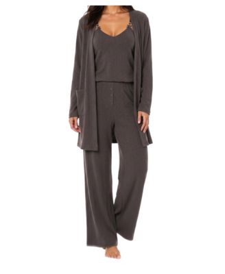 Women's Brushed Pointelle Tank, Duster, and Pants, 3-Piece Set
