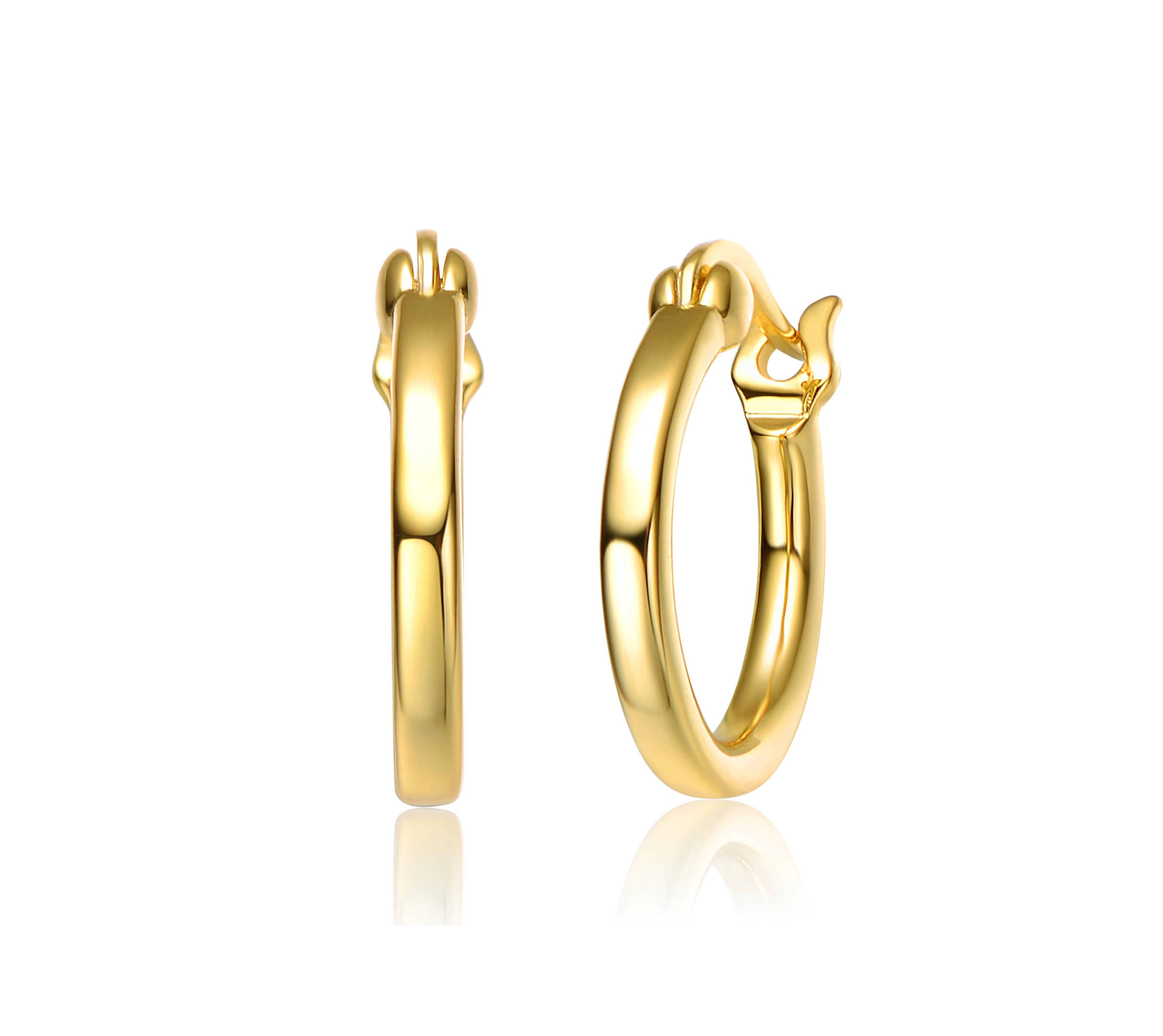 Radiant Sterling Silver & 14K Gold Plated Cubic Zirconia Hoop Earrings